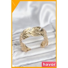 Havor Pirinç Levha Yaprak Desenli Kadın Bilek Aksesuarı