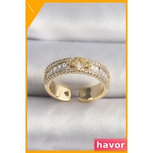 Havor Ayarlanabilir Pirinç Yıldız Desenli Kadın Yüzüğü Zirkon Taşlı