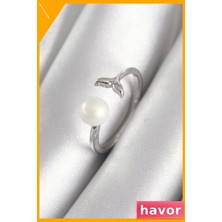 Havor Pirinç Yüzük Inci Figür Balık Kuyruğu Desenli Kadın Aksesuarı