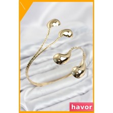 Havor Pazu Bileklik Gold Renk Pirinç Damla Model
