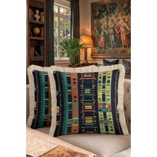 Hanna Home Saçaklı Saçaklı Kırlent Soyut Geometrik Dekoratif Kırlent Kılıfı Yatak Odası Dekoru 43X43 cm