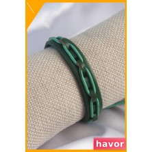 Havor Erkekler Için Deri Ipli Bileklik Yeşil Renk