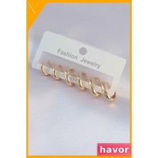 Havor Pirinç Oval Küpe Çifti Altın Rengi
