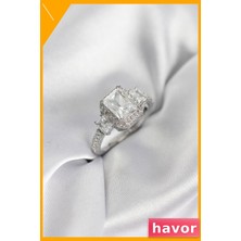 Havor Ayarlanabilir Kare Baget Zirkon Taşlı Kadın Yüzüğü