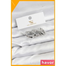 Havor Zirkon Taşlı Yılan Desenli Üçlü Küpe Seti Pirinç Malzeme