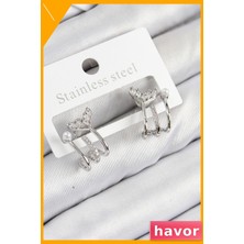 Havor Zirkon Taşlı Inci Detaylı Balık Kuyruğu Küpe Kadın Aksesuarı