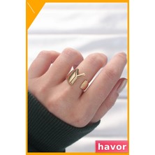 Havor Ayarlanabilir Parmağa Uyumlu Altın Renk Yüzük