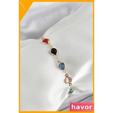 Havor Zirkon Taşlı Kadın Bilekliği Pirinç Malzeme ile