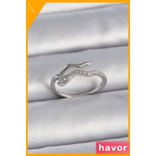 Havor Ayarlanabilir Yılan Desenli Zirkon Taşlı Kadın Yüzüğü