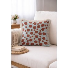 Hanna Home Dekoratif Çiçek Desenli Dekoratif Yastık Kılıfı Saçaklı Kırlent Ev Dekorasyonu 43X43 cm