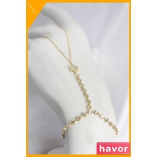 Havor Gold Renk Pirinç Mavi Taş Detaylı Kutup Yıldızı Model Şahmeran