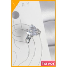 Havor Zirkon Taşlı Kalp Desenli Kıkırdak Küpe Pirinç Malzeme
