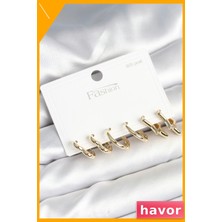 Havor 925 Ayar Gümüş Çivili Kalp ve Yıldız Desenli Kadın Küpe Seti