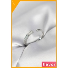 Havor Ayarlanabilir Pirinç Yüzük Sedef Detaylı Gümüş Renk