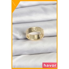 Havor Pirinç Yapımı Kadın Yüzük 7 Numara Altın Renk