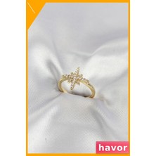 Havor Ayarlanabilir Pirinç Yüzük Zirkon Taşlı Kutup Yıldızı Modeli