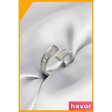 Havor Ayarlanabilir Pirinç Yüzük Sedef ve Zirkon Detaylı