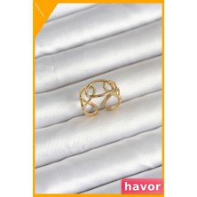 Havor Ayarlanabilir 316L Çelik Altın Rengi Zincir Desen Yüzük