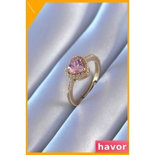 Havor Ayarlanabilir Pirinç Kalp Yüzük Zirkon Taşlı Aksesuar