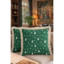 Hanna Home Yeşil Dekoratif Motif Desenli Dekoratif Kırlent Kılıfı Kırlent Kılıfı Yatak Odası Dekoru 43X43 cm
