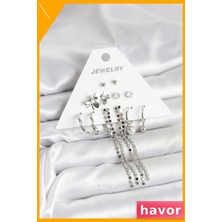 Havor Pirinç Malzemeden 6 Çift Kadın Küpe Seti