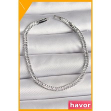 Havor Pirinç Zirkon Taşlı Su Yolu Desenli Kadın Bilekliği