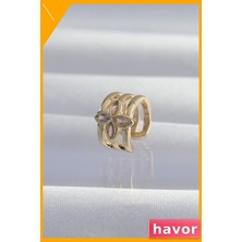 Havor Pirinç Yonca Desenli Kulak Üstü Küpe