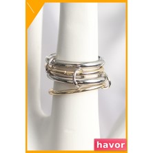 Havor Mix Renk Pirinç 4'lü Kadın Yüzük Seti 17-18 Numara
