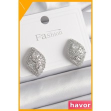 Havor Pirinç Damla Küpe Zirkon Taş Işlemeli Kadın Aksesuarı
