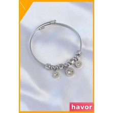 Havor Zirkon Taşlı Paslanmaz Çelik Bileklik Kadın Aksesuarı