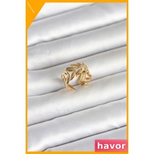 Havor Başak Figürlü Ayarlanabilir 316L Çelik Yüzük Gold