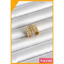 Havor Ayarlanabilir 316L Çelik Gold Zincir Model Yüzük