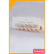 Havor Pirinç Oval Küpe Çifti Altın Tonlu