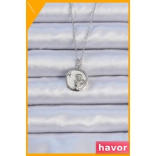 Havor Zirkon Taşlı Mineli Melek Kolye 45CM Zincir Uzunluğu