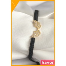 Havor Zirkon Taşlı Kanat Figürlü Makrome Bileklik Pirinç Kaplama