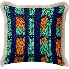 Hanna Home Saç Örgü Desenli Dekoratif Kırlent Kılıfı Saçaklı Kırlent Ev Dekorasyonu 43X43 cm