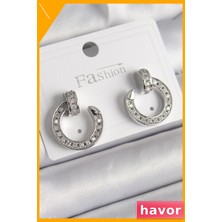 Havor Zirkon Taşlı Pirinç Kadın Küpe Çivi Halka Tasarım