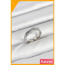 Havor Ayarlanabilir Pirinç Yüzük Zirkon Taşlı Vintage Tasarım