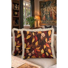 Hanna Home Çiçek Desenli Dekoratif Yastık Kılıfı Kırlent Kılıfı Ev Dekorasyonu 43X43 cm Premium Kalite