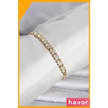 Havor Zirkon Taşlı Gold Renk Kadın Bileklik Model