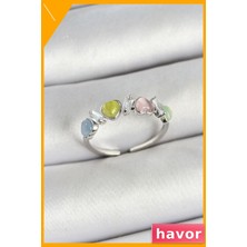 Havor Kalp Desenli Zirkon Taşlı Ayarlanabilir Kadın Yüzüğü