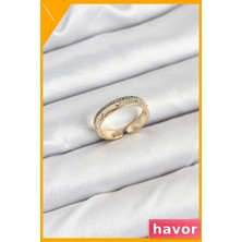 Havor Ayarlanabilir Pirinç Kadın Yüzüğü Zirkon Taş Detaylı