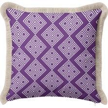 Hanna Home Kırlent Kılıfı Mor Geometrik Dekoratif Yastık Kılıfı Yastık Kılıfı Koltuk Takımı Aksesuarı 43X43 cm