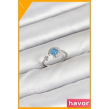Havor Ayarlanabilir Pirinç Yüzük Zirkon Taşlı Ay Yıldız Desenli