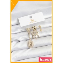 Havor Pirinç Malzemeden Üç Farklı Model Küpe Seti