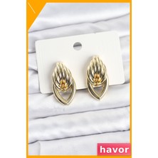 Havor Vintage Sarmal Damla Desenli Pirinç Kadın Küpeleri