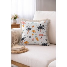 Hanna Home Tropikal Çiçek Desenli Dekoratif Yastık Kılıfı Kırlent Kılıfı Yatak Odası Dekoru 43X43 cm