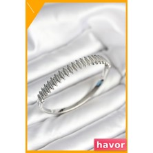 Havor Zirkon Taşlı Pirinç Kadın Bilek Kelepçesi