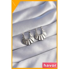 Havor Kararmaz Paslanmaz Çelik Kabartmalı Kadın Küpesi