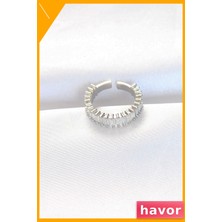 Havor Ayarlanabilir Baget Taşlı Gümüş Renkli Kadın Yüzüğü